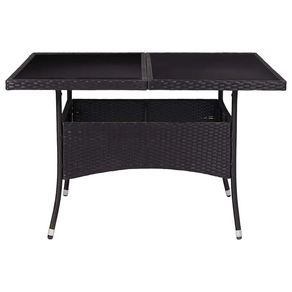 Outdoor Dining Table Black Poly Rattan Glass 4 Seater