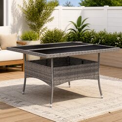 Reliable Grey Rattan Outdoor Dining Table for 4 People
