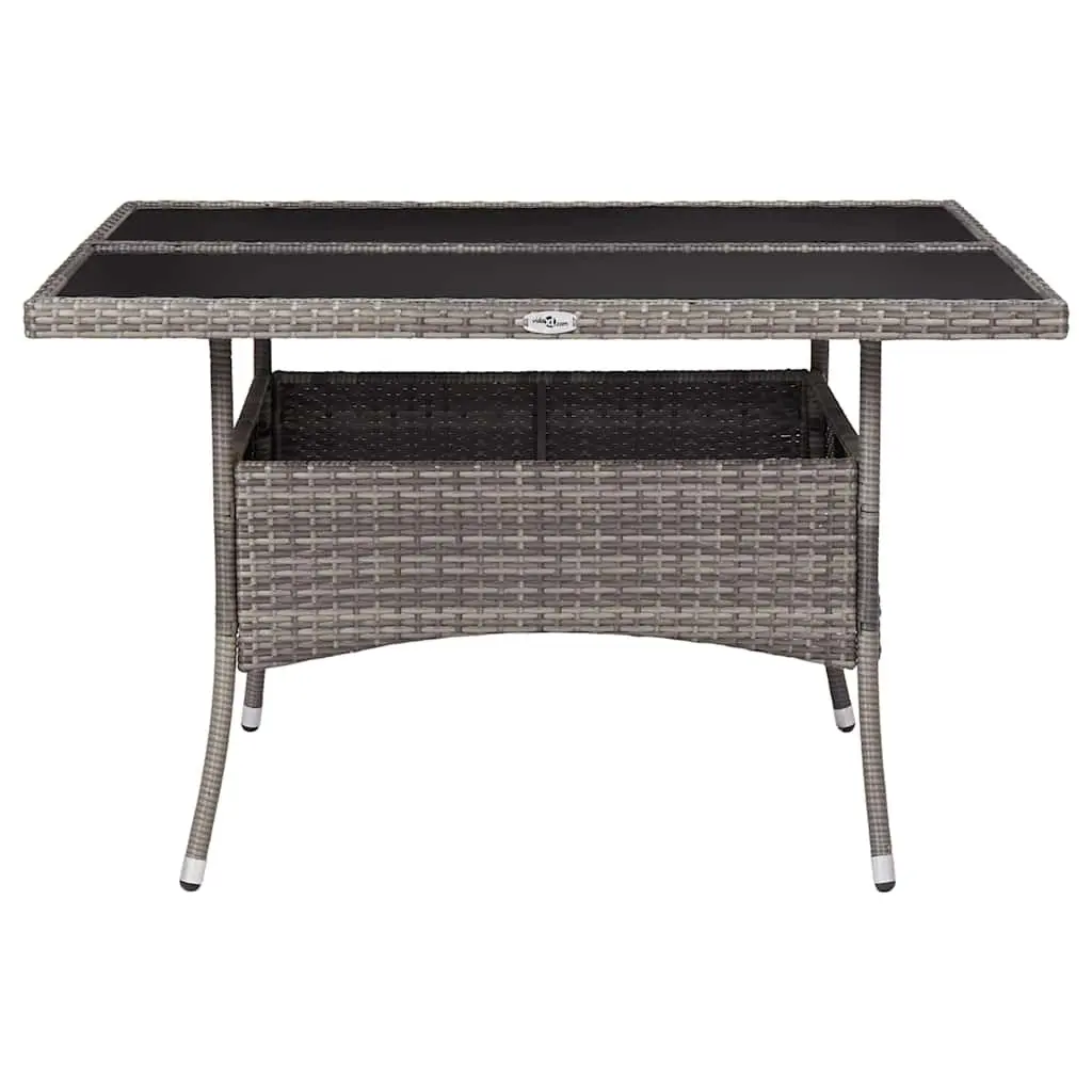 Outdoor Dining Table 4 Seater Grey Poly Rattan Glass Patio Furniture
