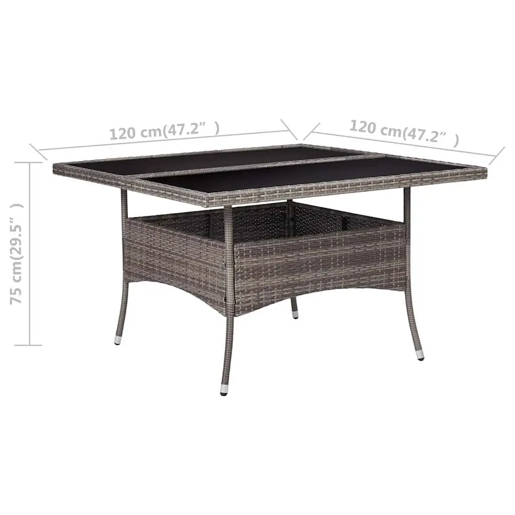 Outdoor Dining Table 4 Seater Grey Poly Rattan Glass Patio Furniture