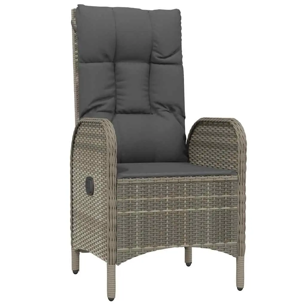 Outdoor Chairs 2 pcs Poly Rattan Grey Garden Patio Seating with Cushions