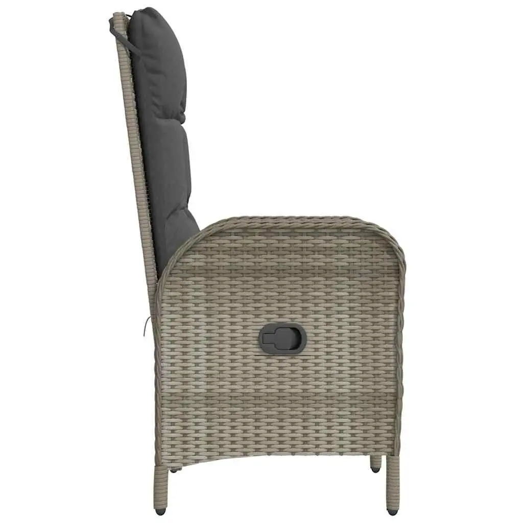 Outdoor Chairs 2 pcs Poly Rattan Grey Garden Patio Seating with Cushions