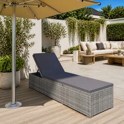 Comfortable Grey Sun Lounger with Practical Features