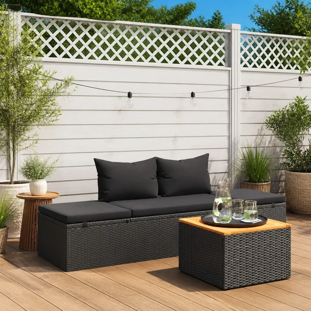 Black Sun Lounger Bed for Outdoor Use