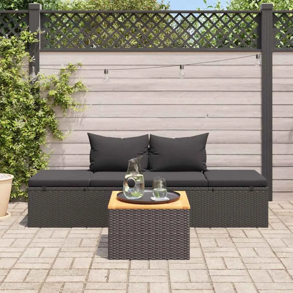 Black Sun Lounger Bed for Outdoor Use