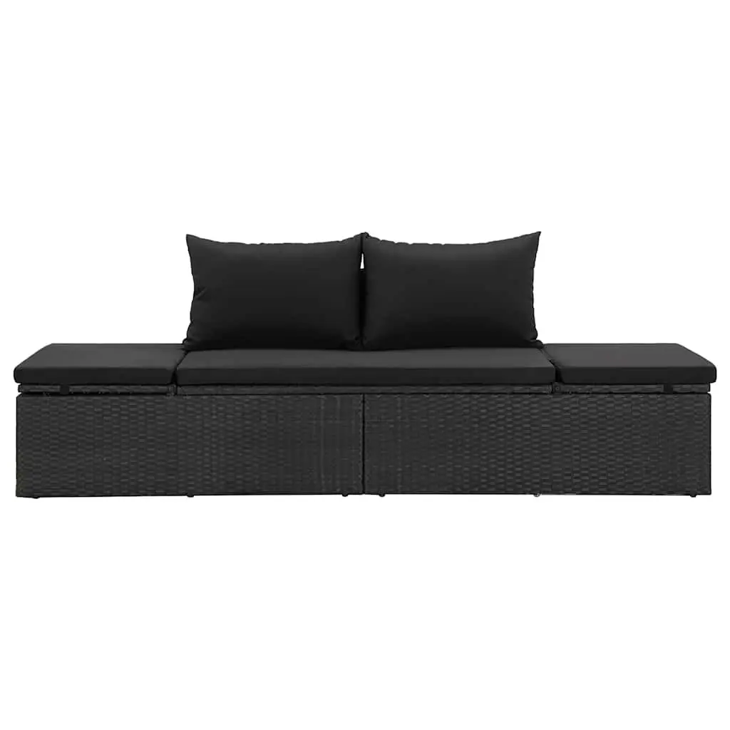 Black Sun Lounger Bed for Outdoor Use