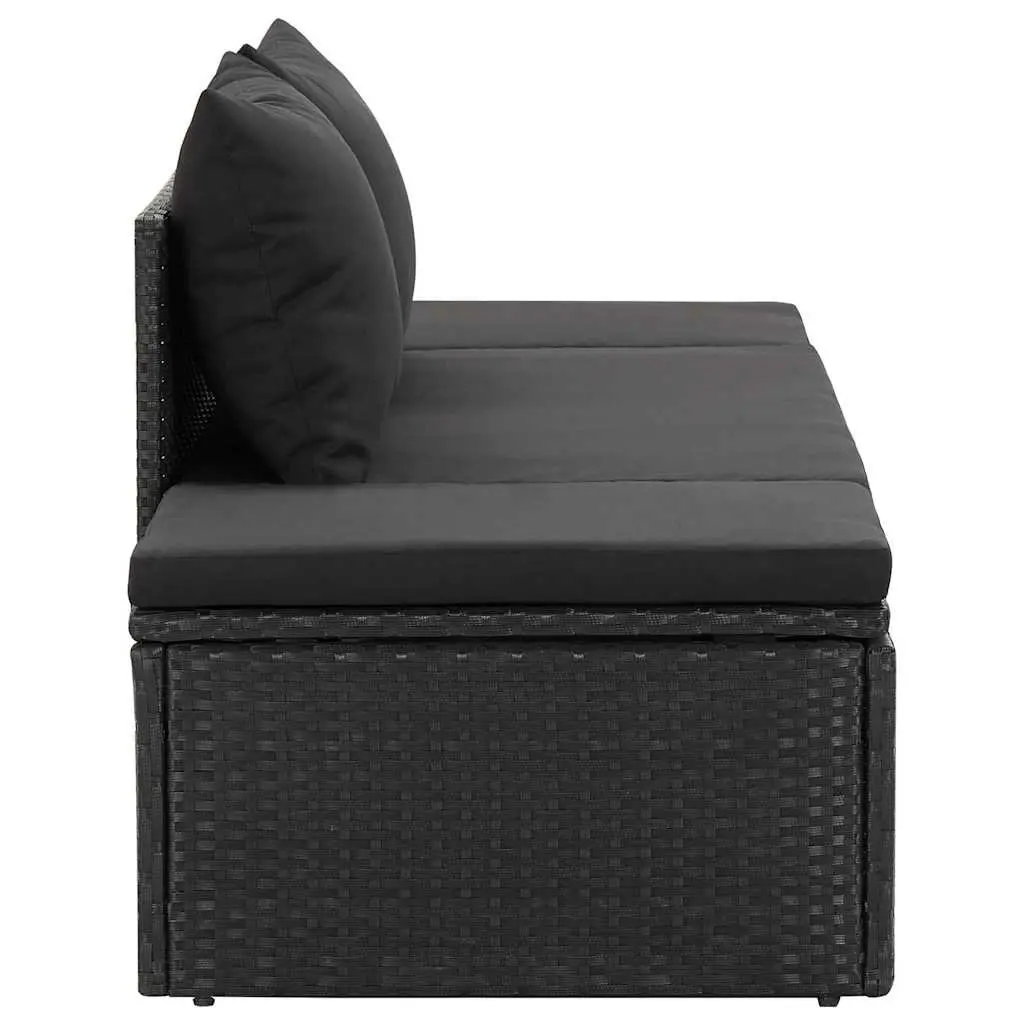 Black Sun Lounger Bed for Outdoor Use