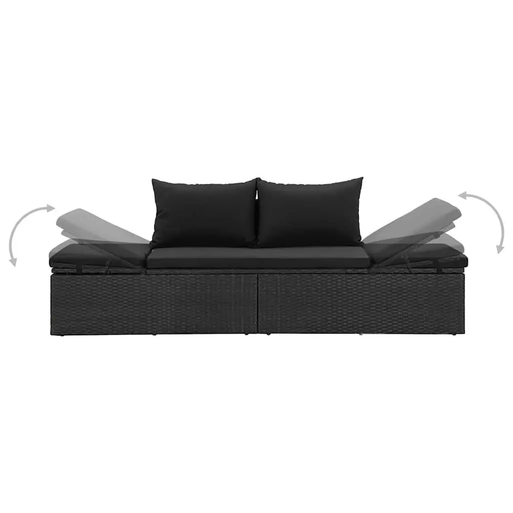 Black Sun Lounger Bed for Outdoor Use