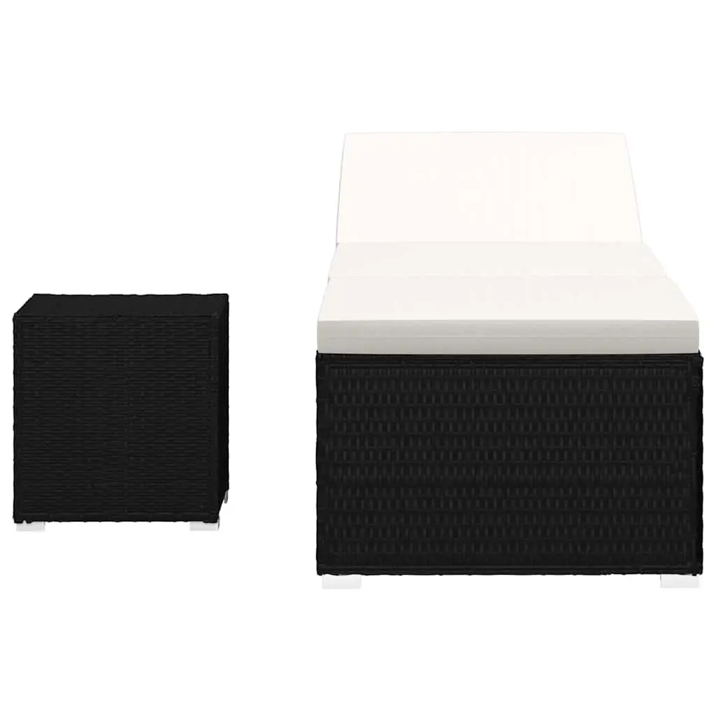 Sun Lounger with Washable Cushion and Table