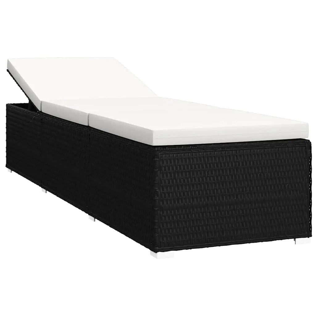Sun Lounger with Washable Cushion and Table