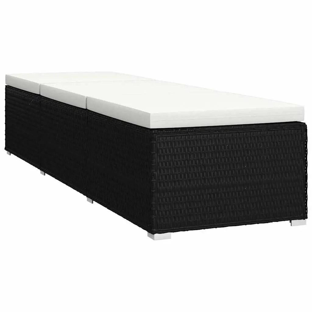 Sun Lounger with Washable Cushion and Table