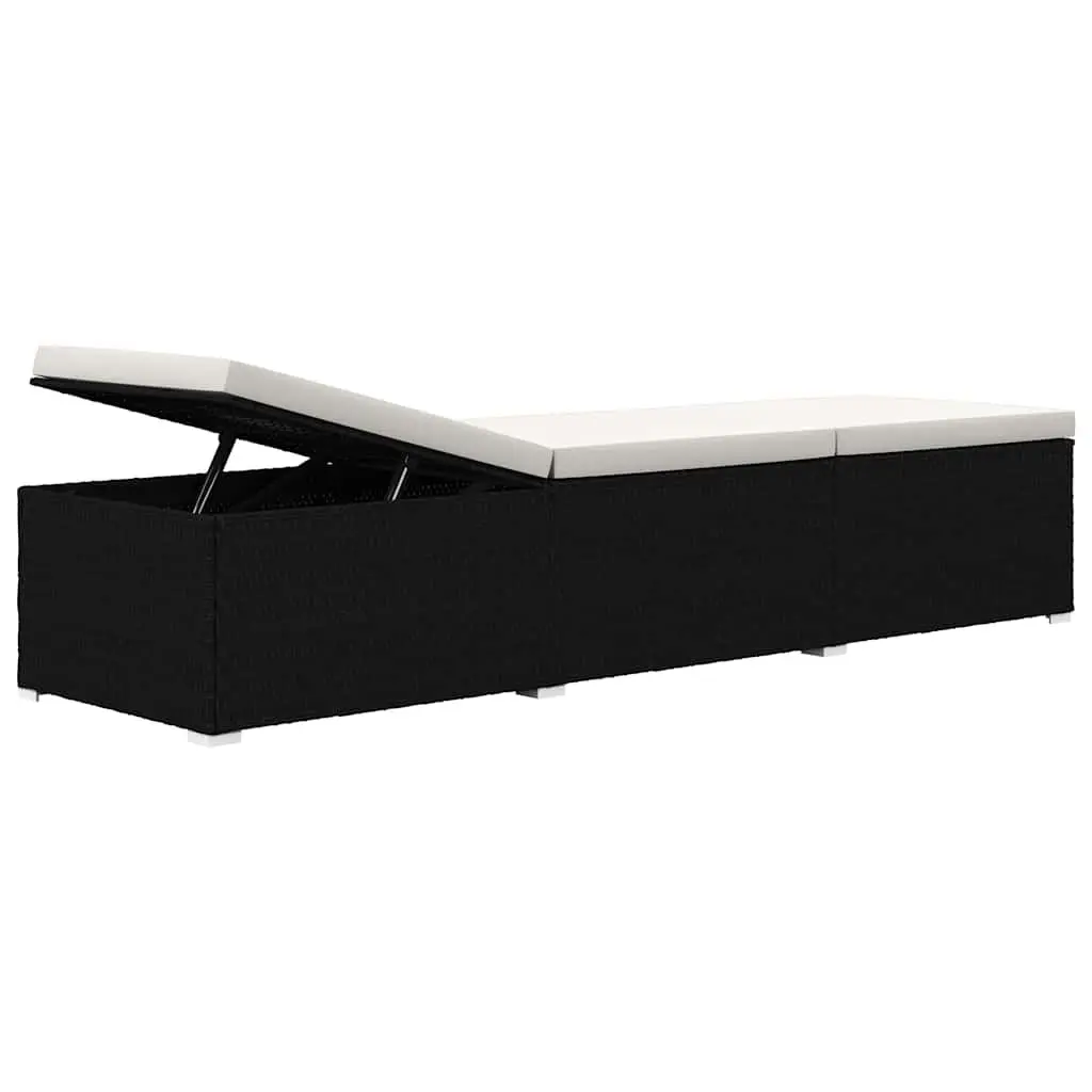 Sun Lounger with Washable Cushion and Table