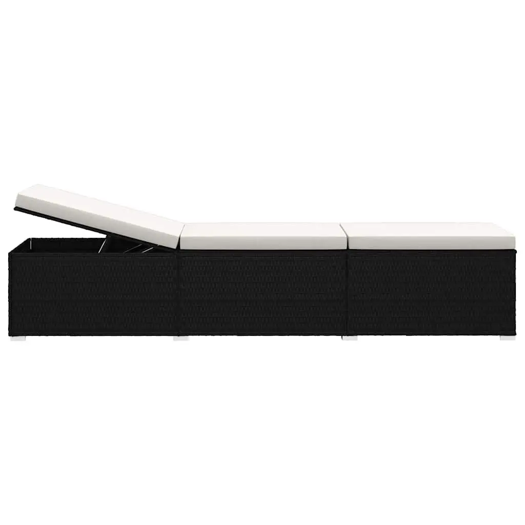 Sun Lounger with Washable Cushion and Table
