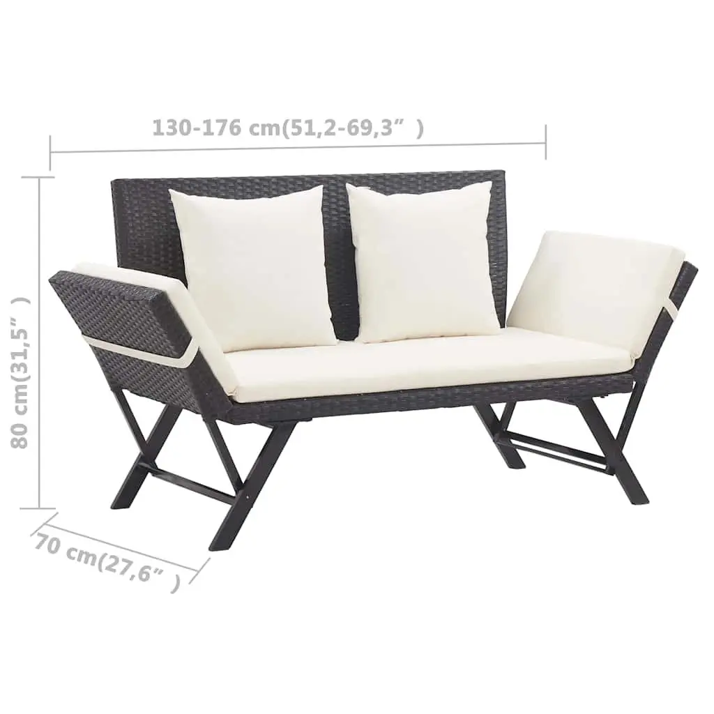 Outdoor Garden Bench 176cm with Cushions Seat Daybed Patio Rattan Lounger