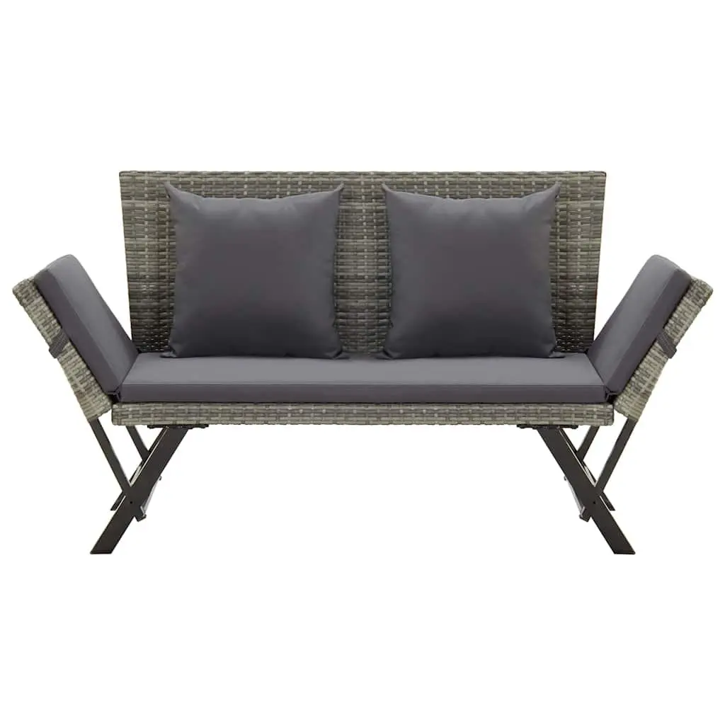 Outdoor Garden Bench Adjustable Day Bed 176cm Grey Poly Rattan