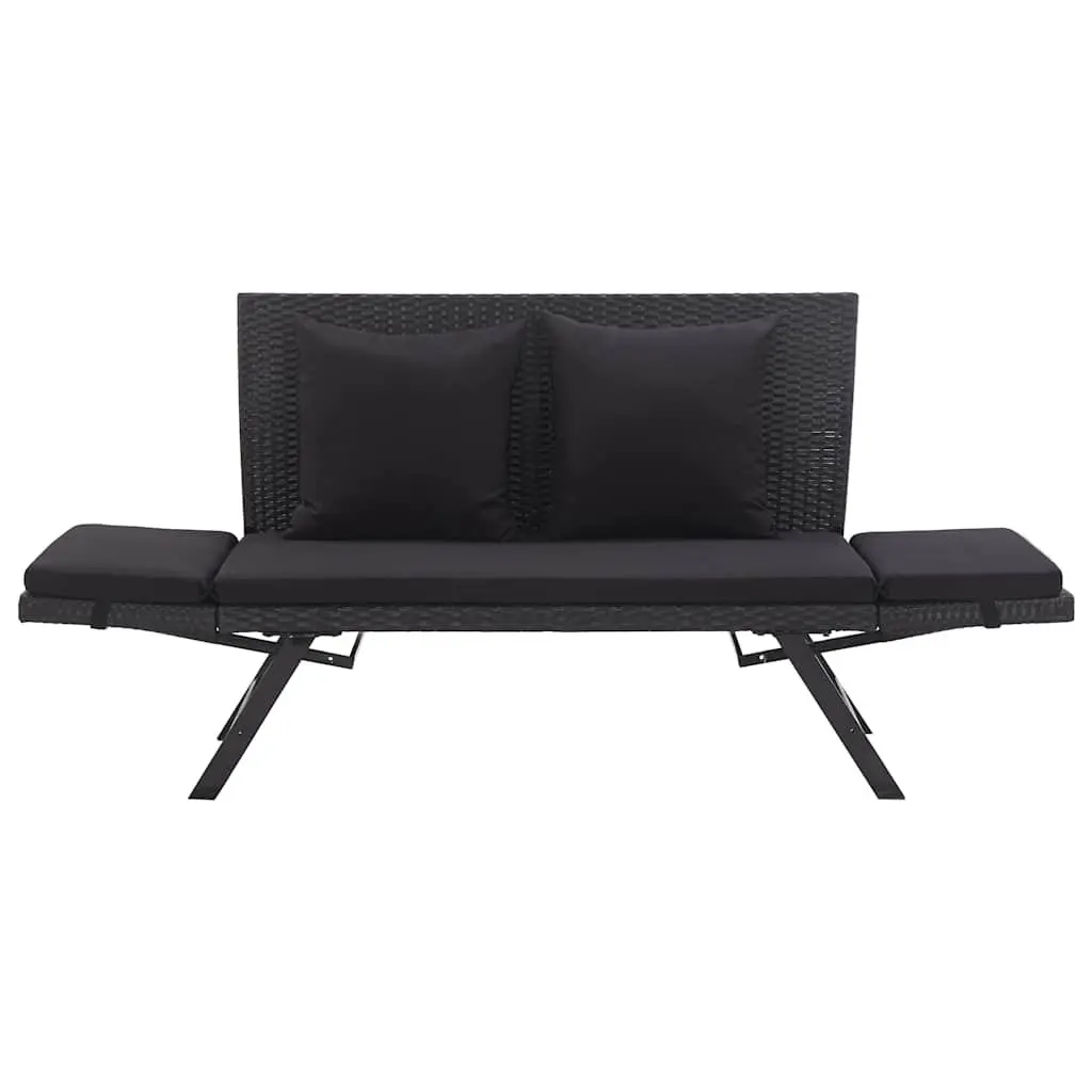 Outdoor Garden Bench Adjustable Daybed 176cm Black