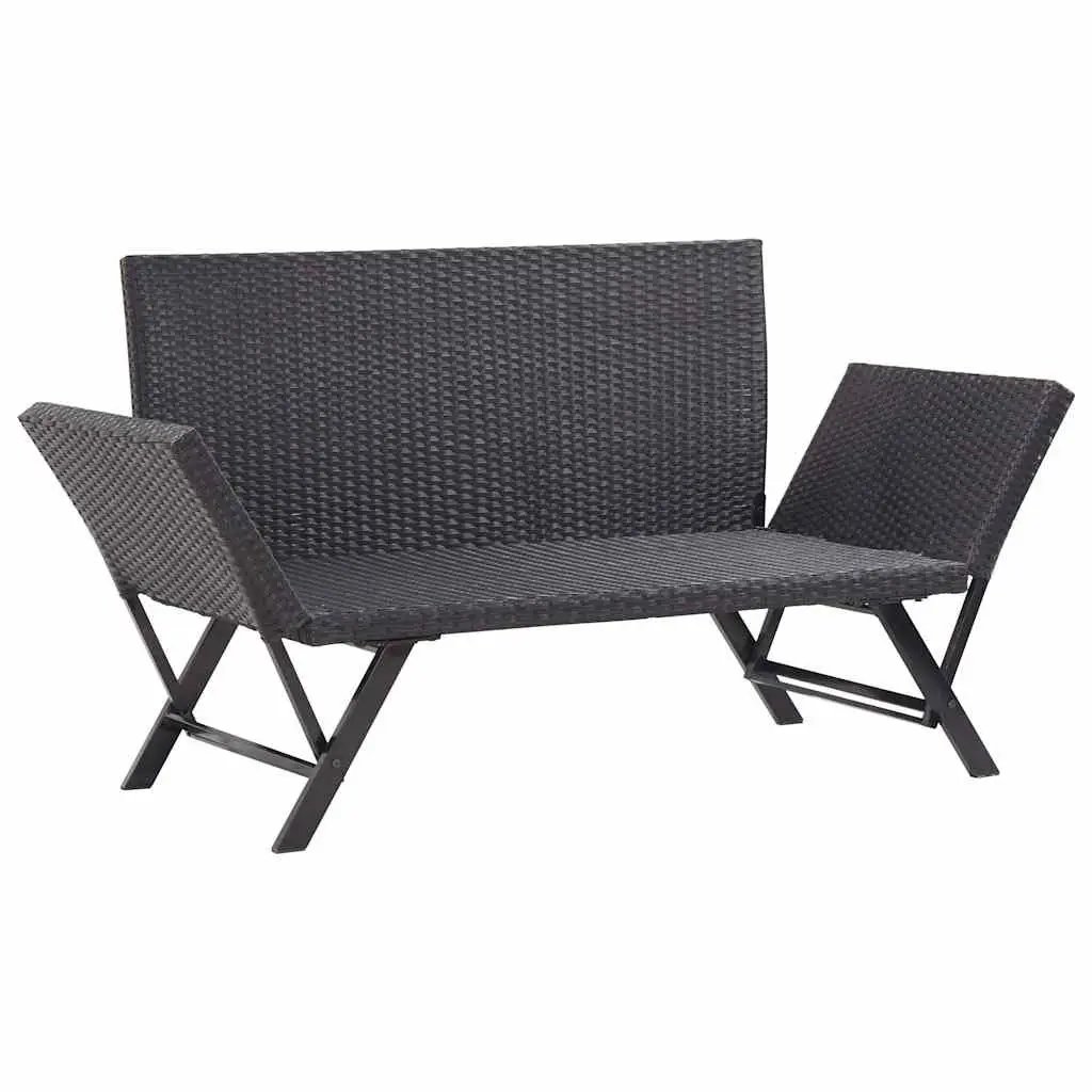 Outdoor Garden Bench Adjustable Daybed 176cm Black