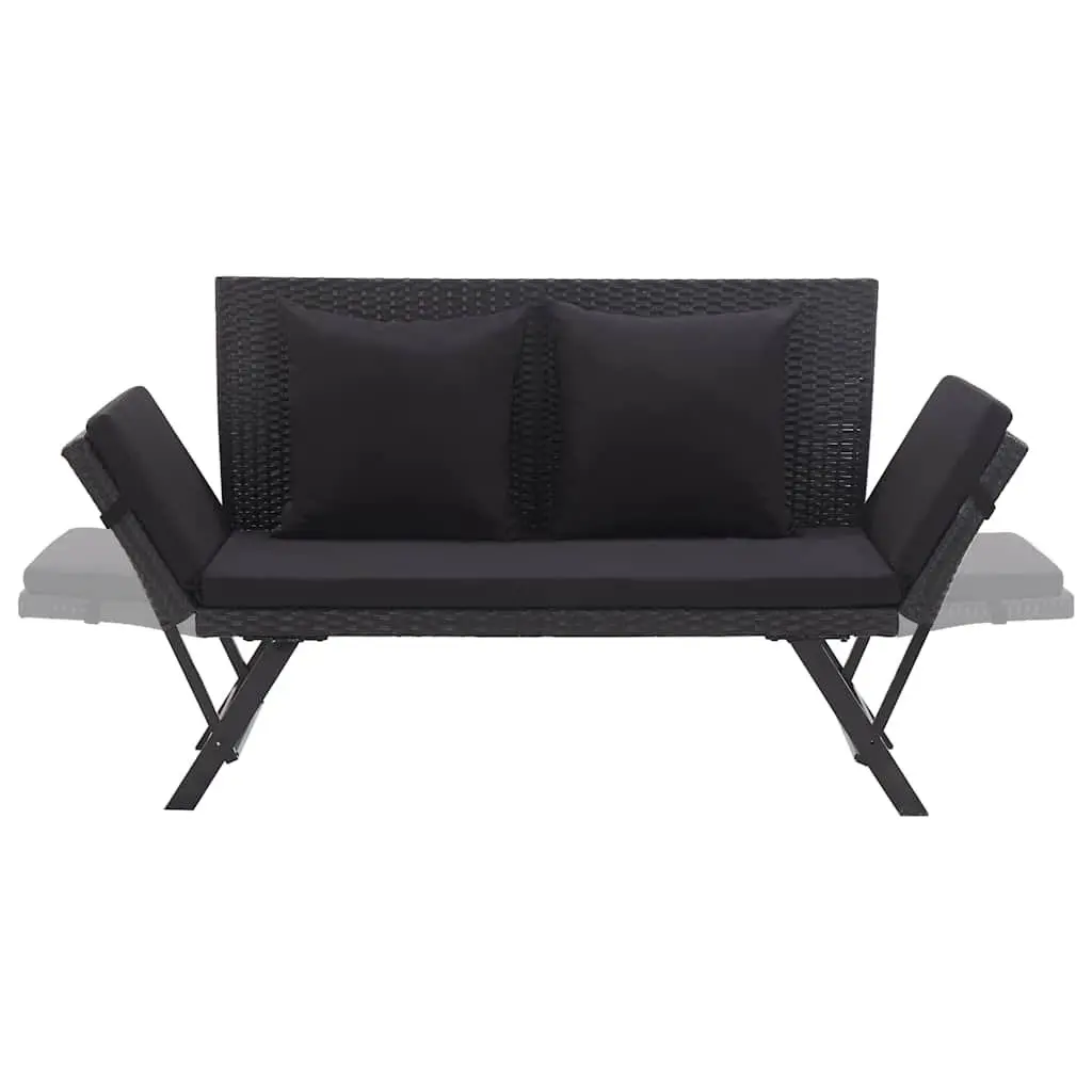 Outdoor Garden Bench Adjustable Daybed 176cm Black