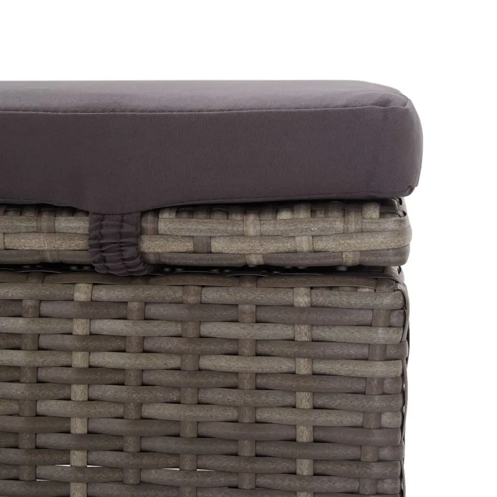 Sun Lounger Adjustable Reclining Chair with Foldable Canopy Padded Cushion Grey