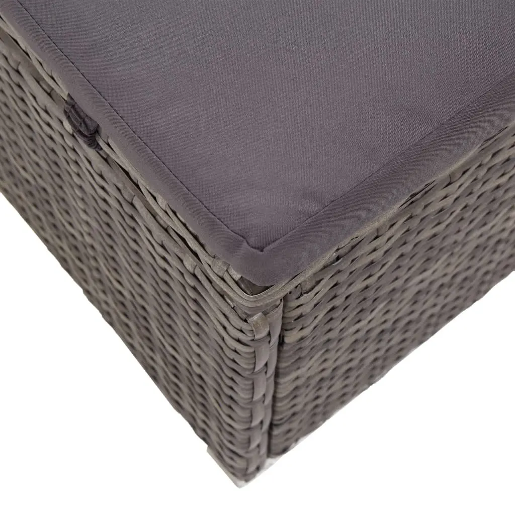 Sun Lounger Adjustable Reclining Chair with Foldable Canopy Padded Cushion Grey