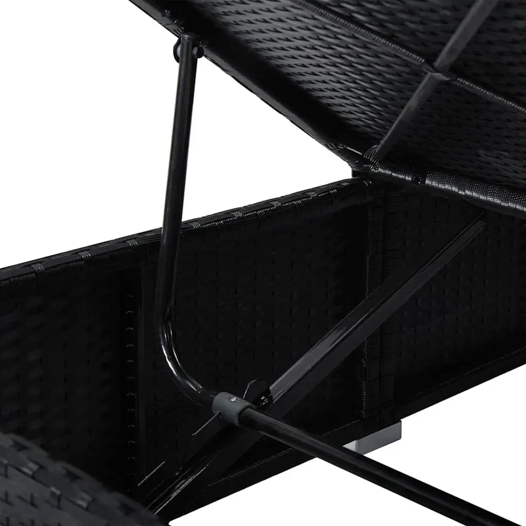Sun Lounger Canopy Adjustable Outdoor Patio Bed Black