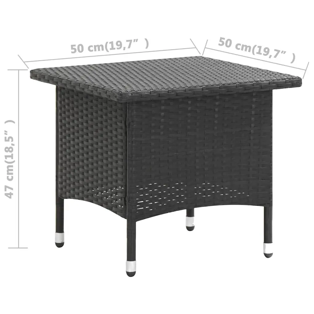Outdoor Tea Table Black 50x50x47cm Poly Rattan Garden Patio Side Coffee Table