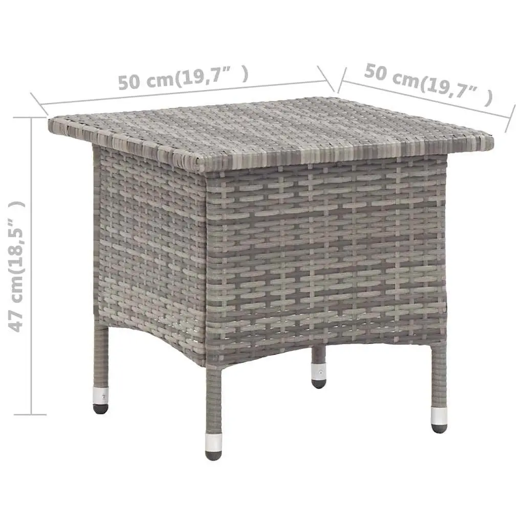 Grey Poly Rattan Tea Table for Outdoor Spaces