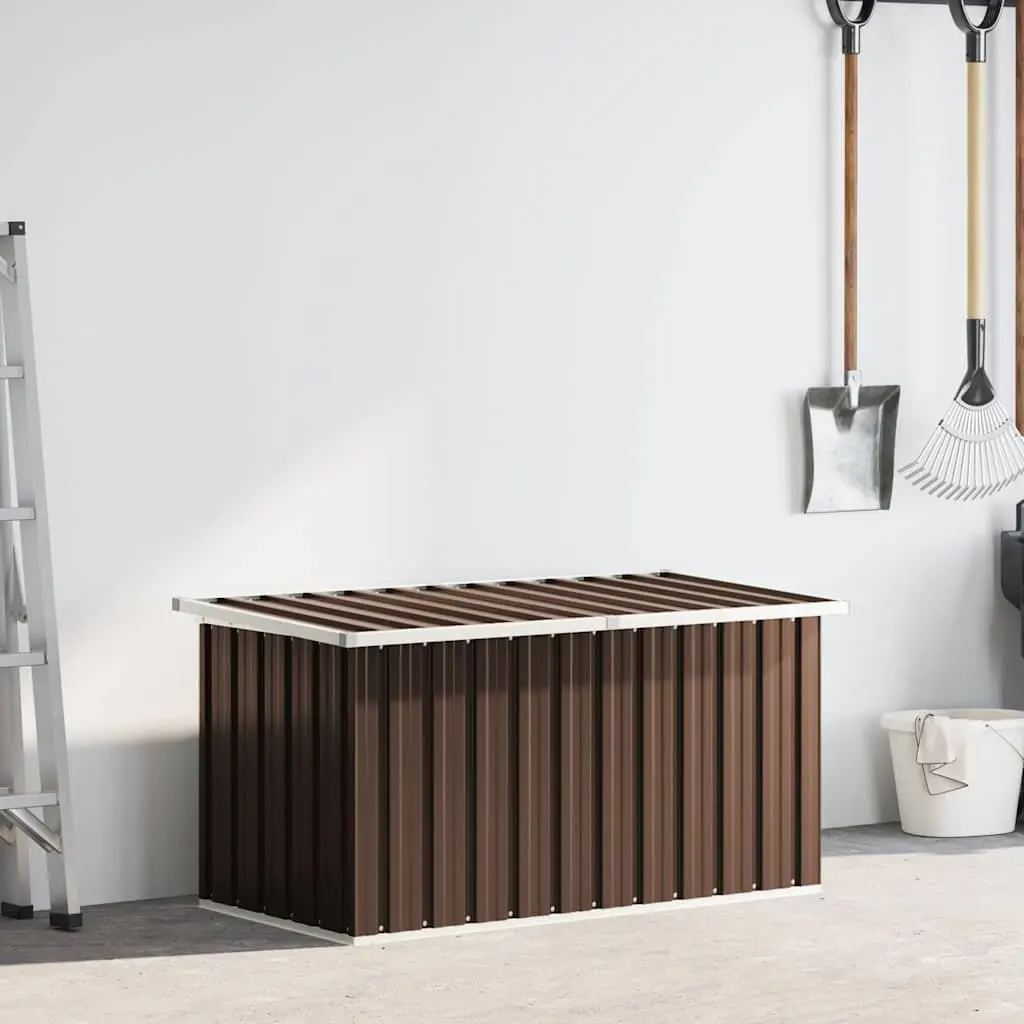 Garden Storage Box Outdoor Patio Furniture 129x67x65cm Brown Galvanised Steel