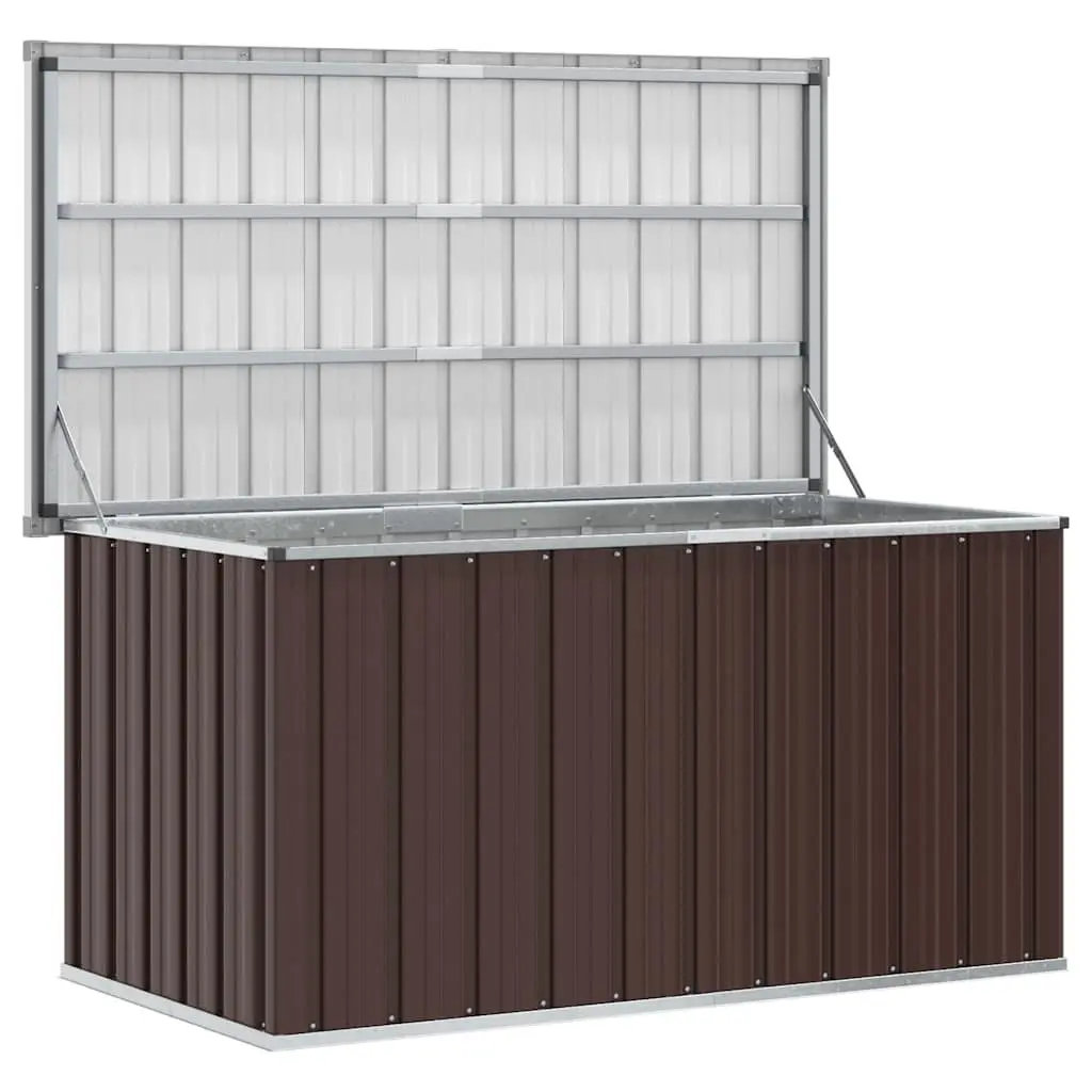 Garden Storage Box Outdoor Patio Furniture 129x67x65cm Brown Galvanised Steel