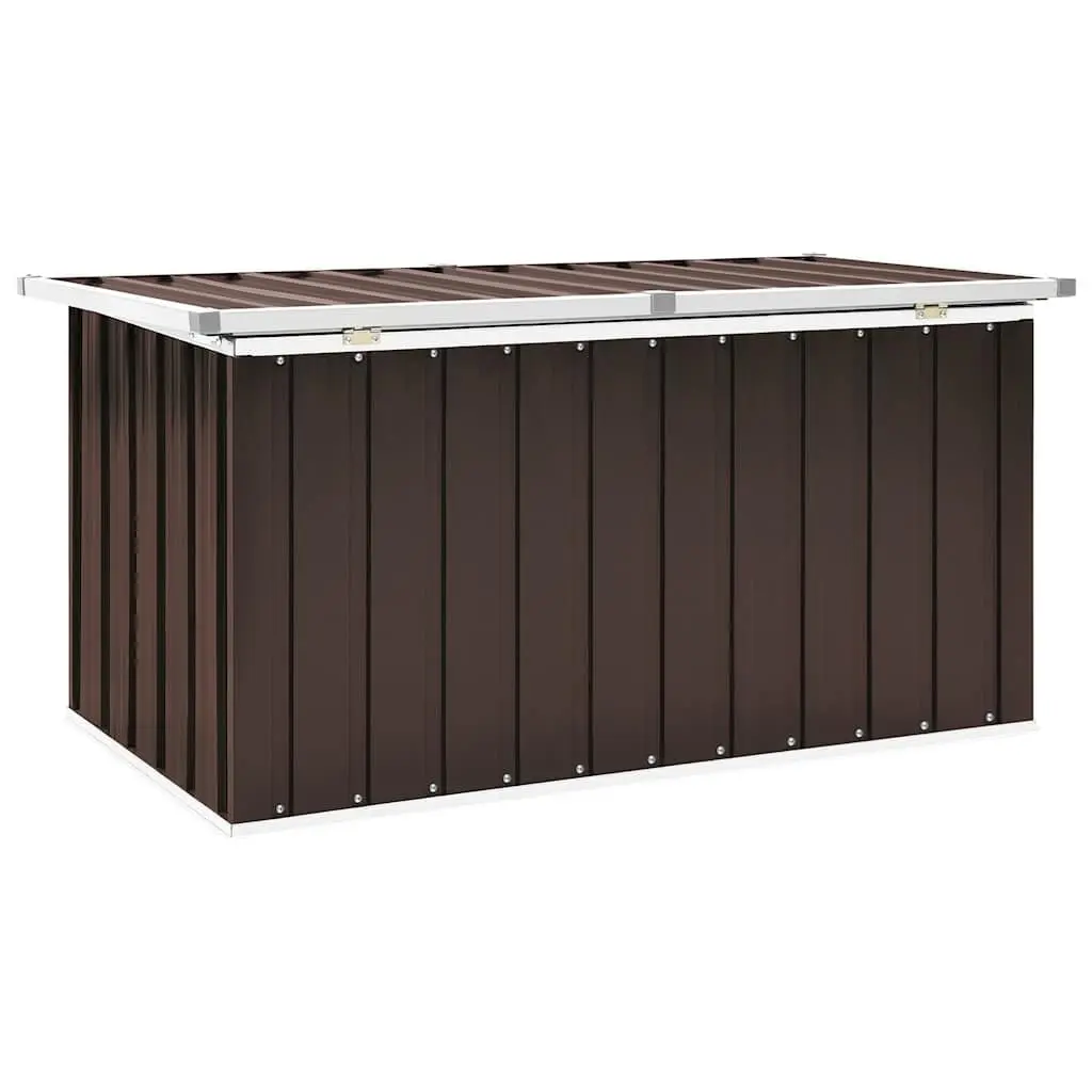 Garden Storage Box Outdoor Patio Furniture 129x67x65cm Brown Galvanised Steel