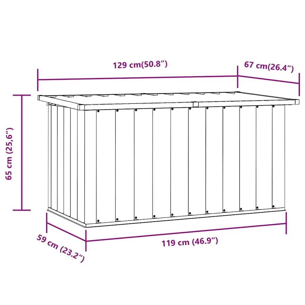 Garden Storage Box Outdoor Patio Furniture 129x67x65cm Brown Galvanised Steel