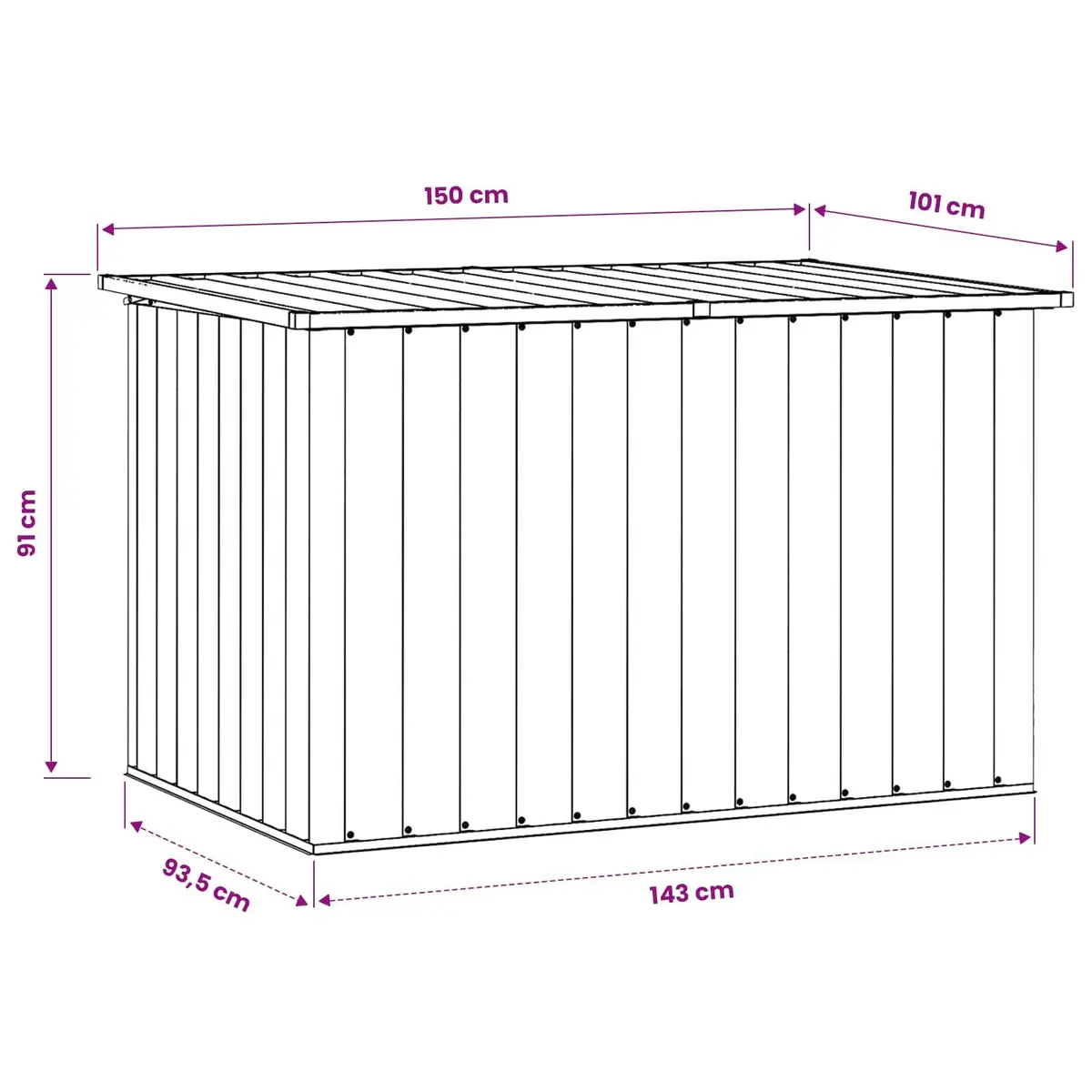 Garden Storage Box Outdoor Cushion Pillow Blanket Chest Grey Galvanised Steel 149 x 99 x 93 cm