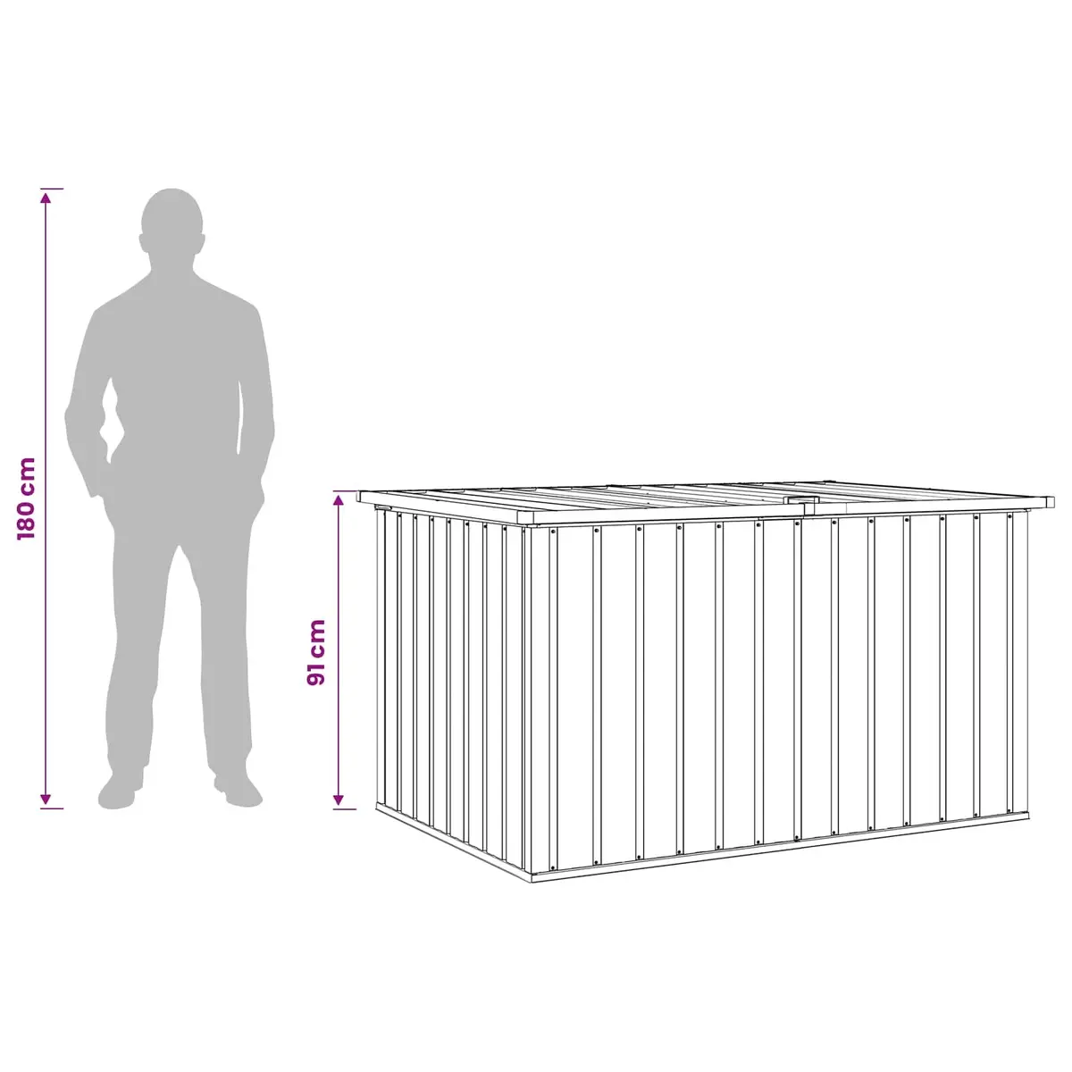 Garden Storage Box Outdoor Cushion Pillow Blanket Chest Grey Galvanised Steel 149 x 99 x 93 cm