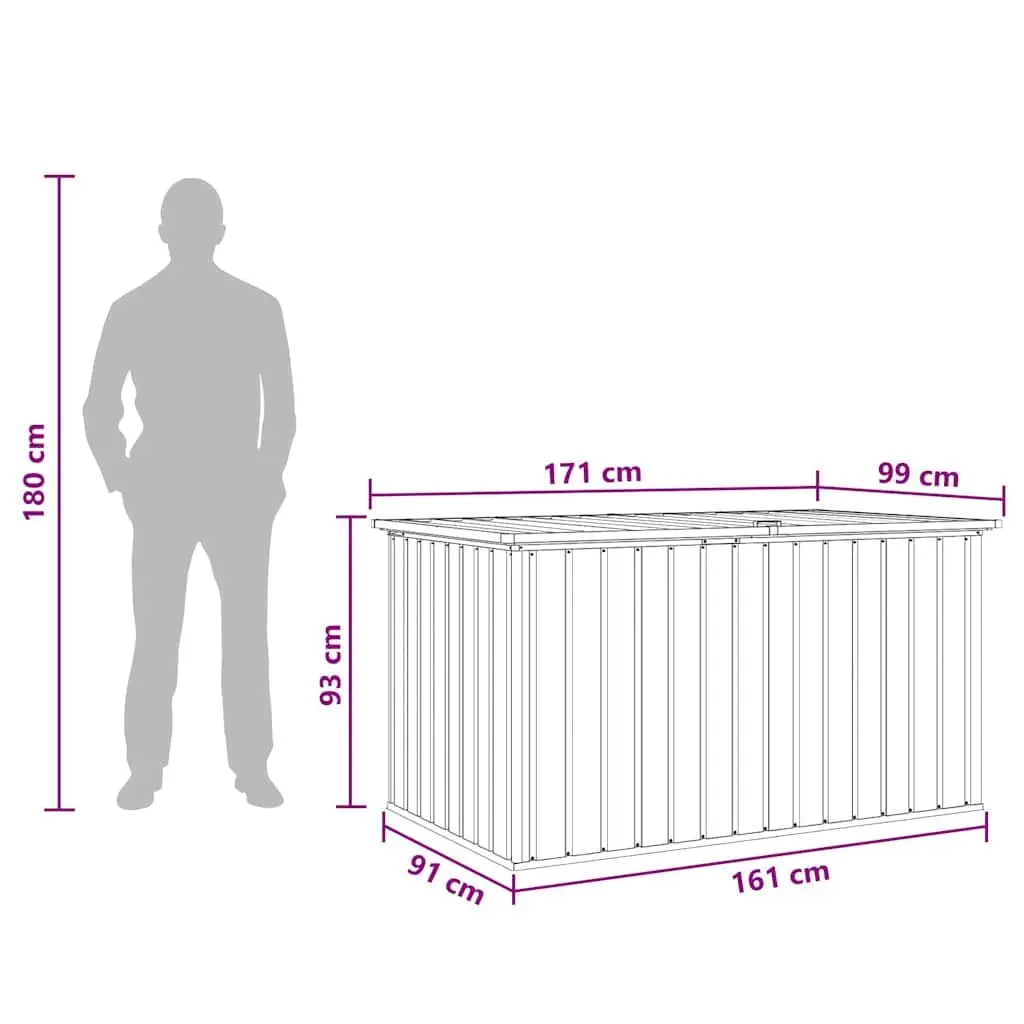 Garden Storage Box Outdoor Organizer Container 171 x 99 x 93 cm Anthracite Galvanised Steel