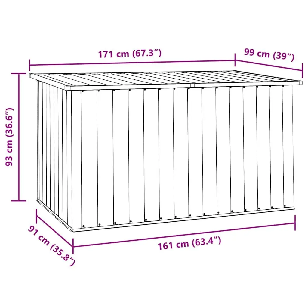 Garden Storage Box Outdoor Organizer Container 171 x 99 x 93 cm Anthracite Galvanised Steel