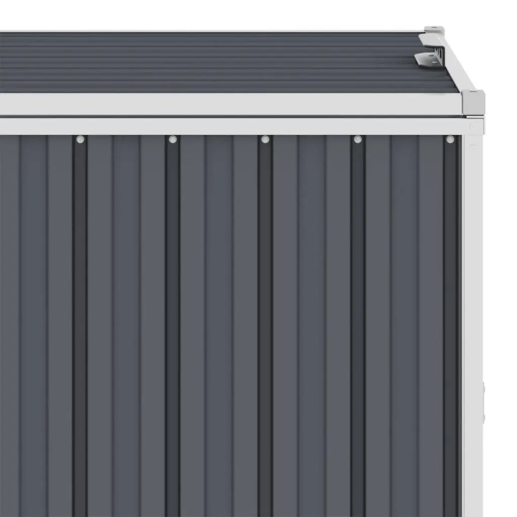 Triple Garbage Bin Shed Garden Waste Container Enclosure 213 x 81 x 121 cm Grey Steel