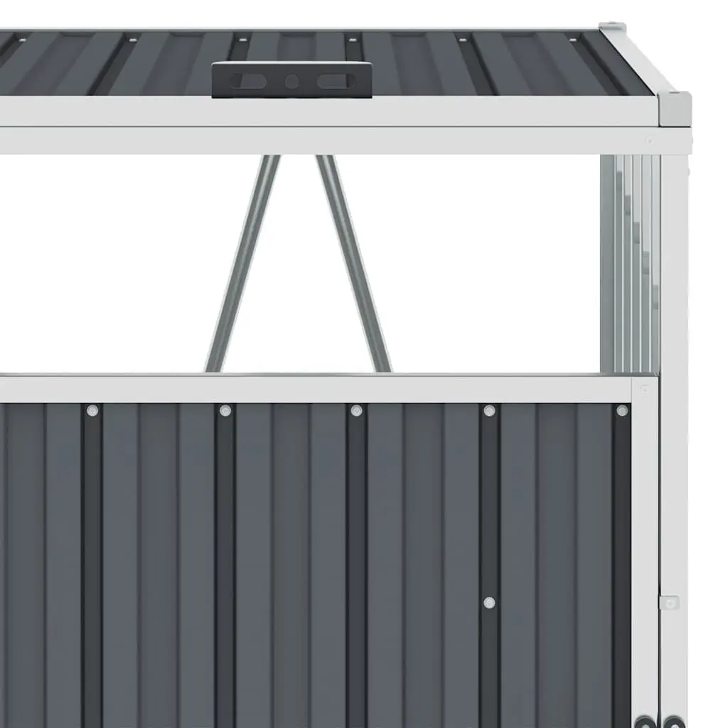 Triple Garbage Bin Shed Garden Waste Container Enclosure 213 x 81 x 121 cm Grey Steel