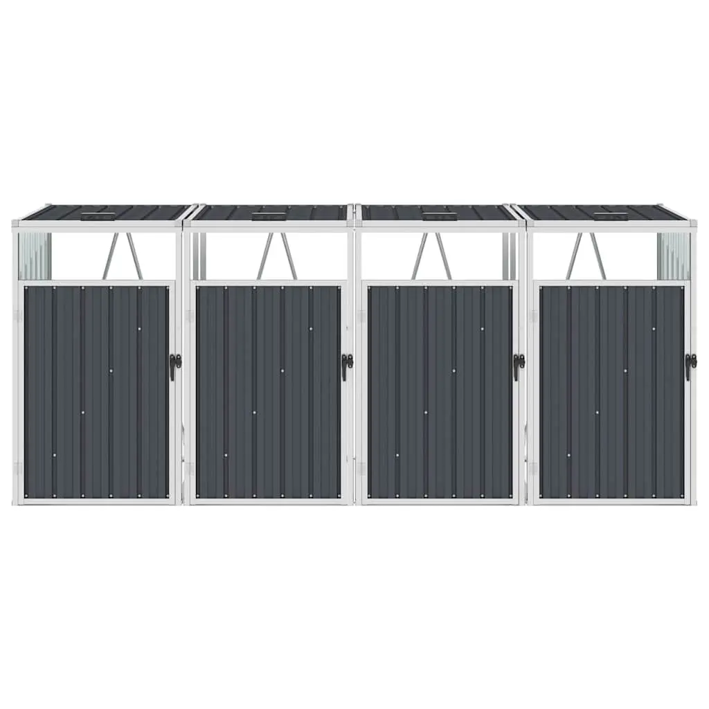 Quadruple Garbage Bin Shed Anthracite Garden Waste Container Enclosure 286 x 81 x 121 cm