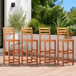Comfortable 4-Piece Wooden Bar Stools with Backrests