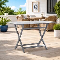 Durable Folding Garden Table with Parasol Hole - Grey