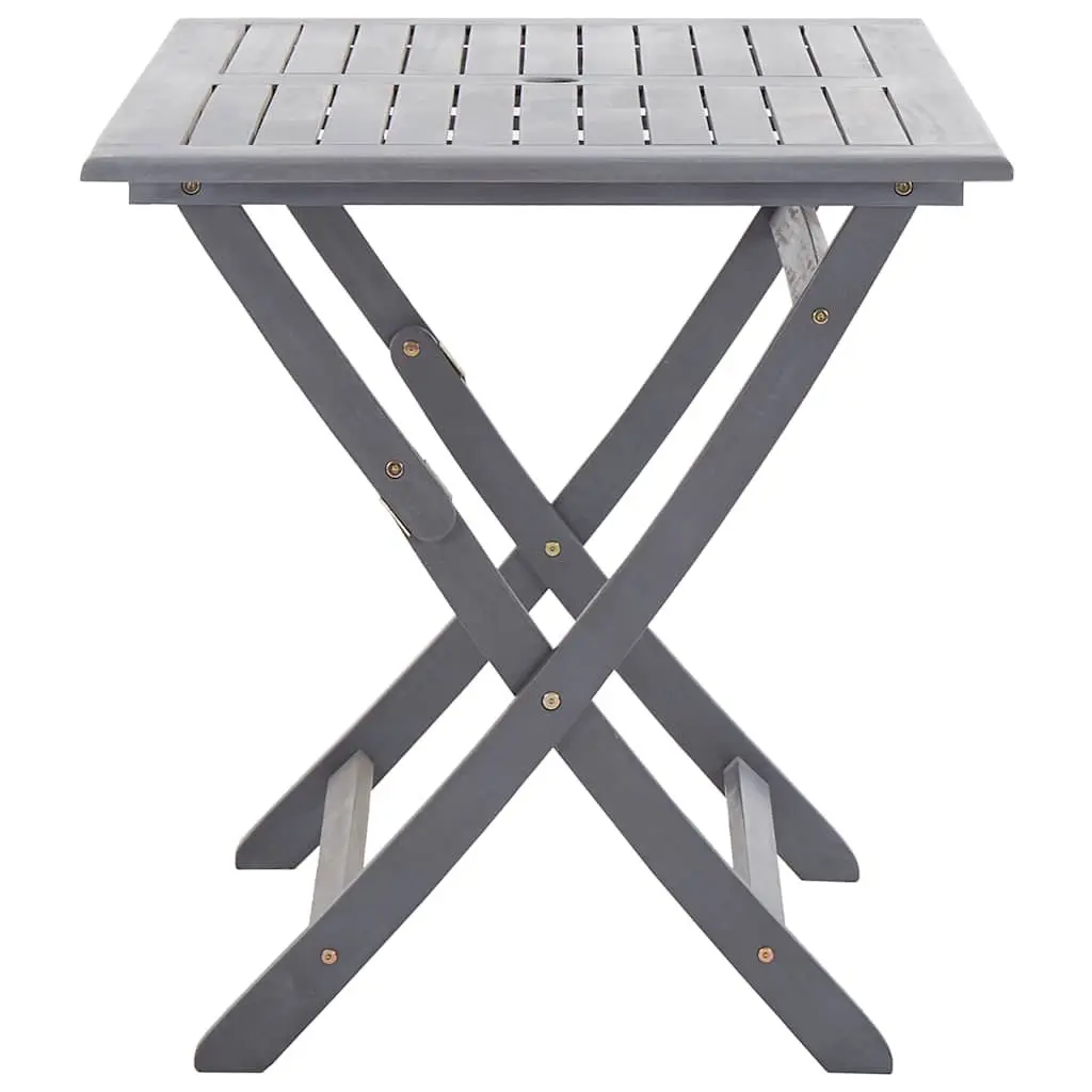 Folding Garden Dining Table Outdoor Patio Furniture Wood Parasol Hole Grey