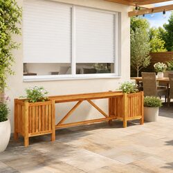 Durable Acacia Outdoor Bench with Integrated Planters