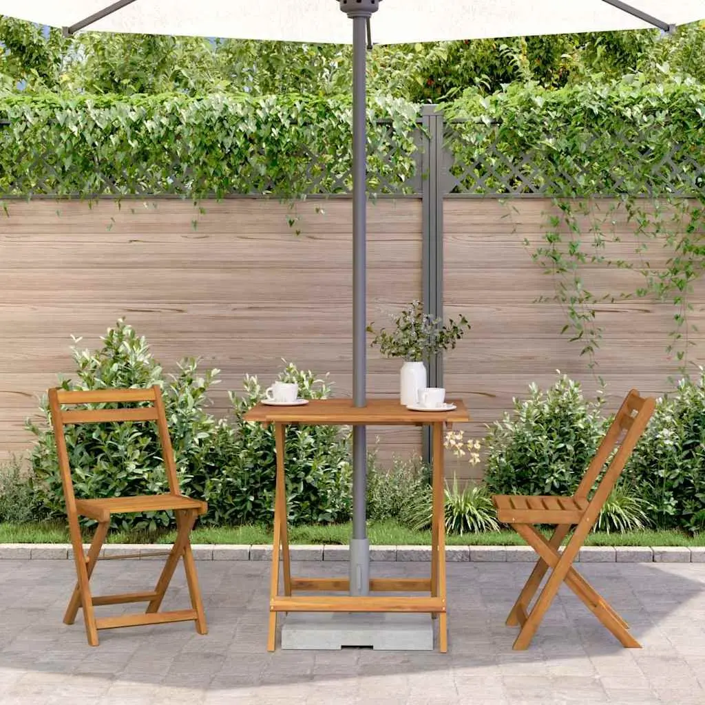 Folding Garden Dining Table Outdoor Dining 70x70x75cm Brown Wood