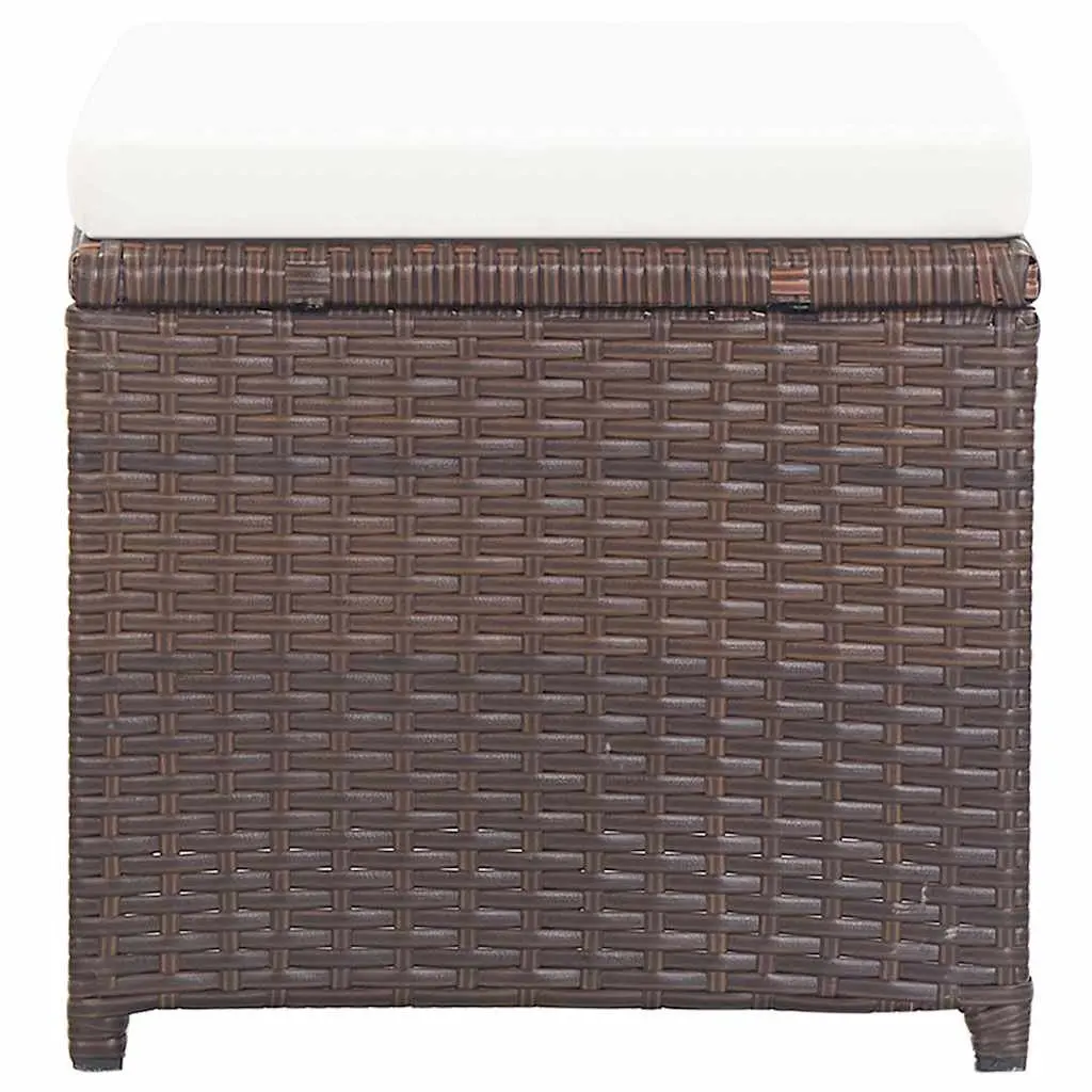 Garden Stools 2 Pack Outdoor Seating Footrest Brown Rattan