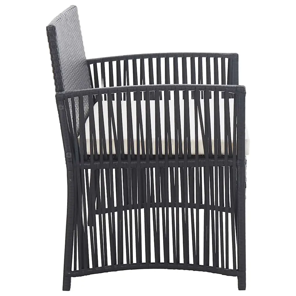 Garden Lounge Set Outdoor Patio Furniture Cushions 4 Piece Black Rattan