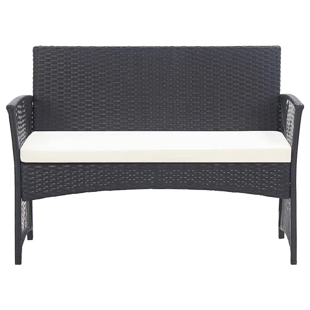 Garden Lounge Set Outdoor Patio Furniture Cushions 4 Piece Black Rattan