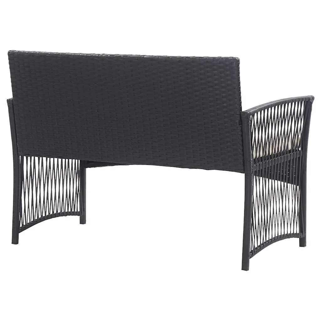 Garden Lounge Set Outdoor Patio Furniture Cushions 4 Piece Black Rattan
