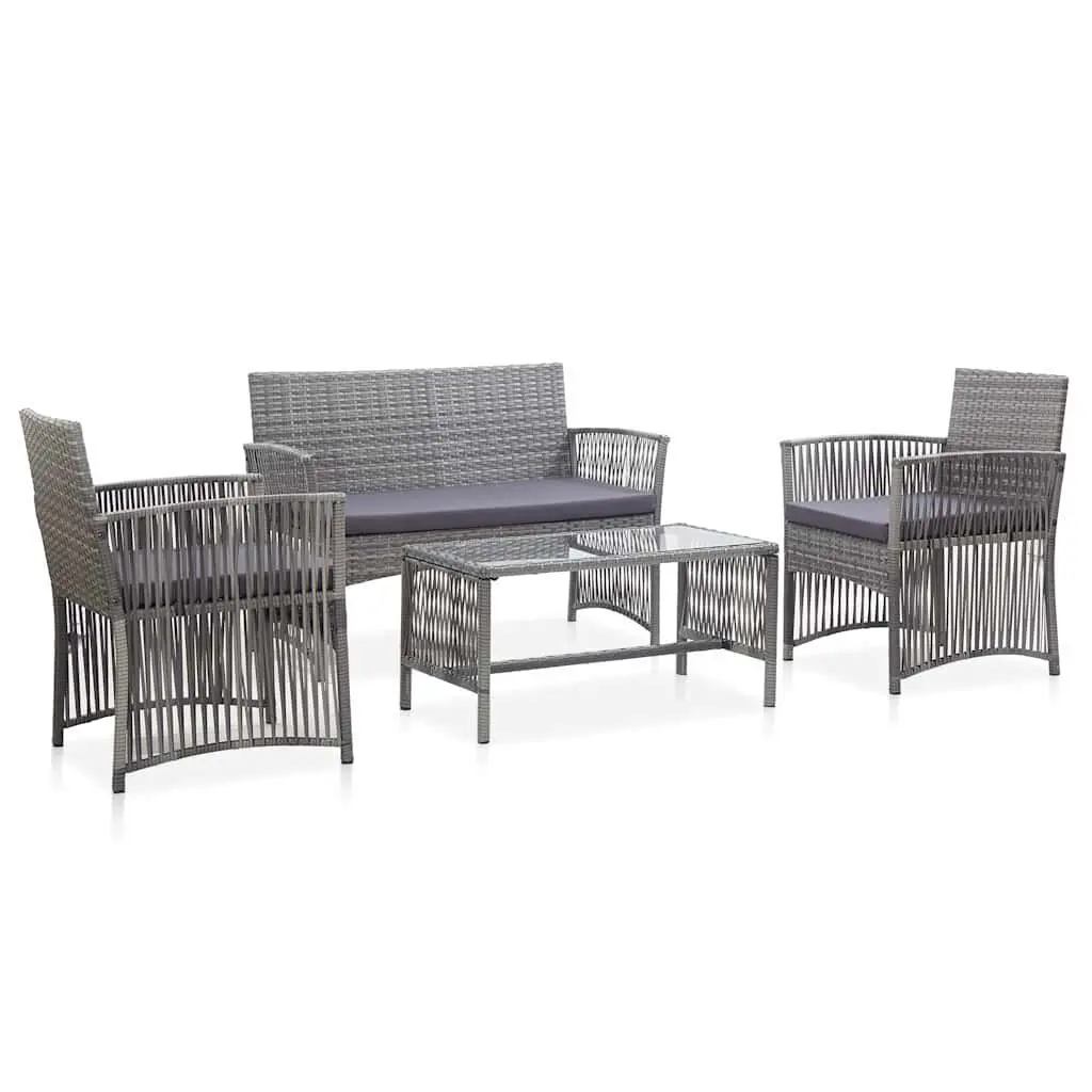 Garden Lounge Set Outdoor Furniture 4 Piece Rattan Patio Sofa Bench Chairs Table Anthracite