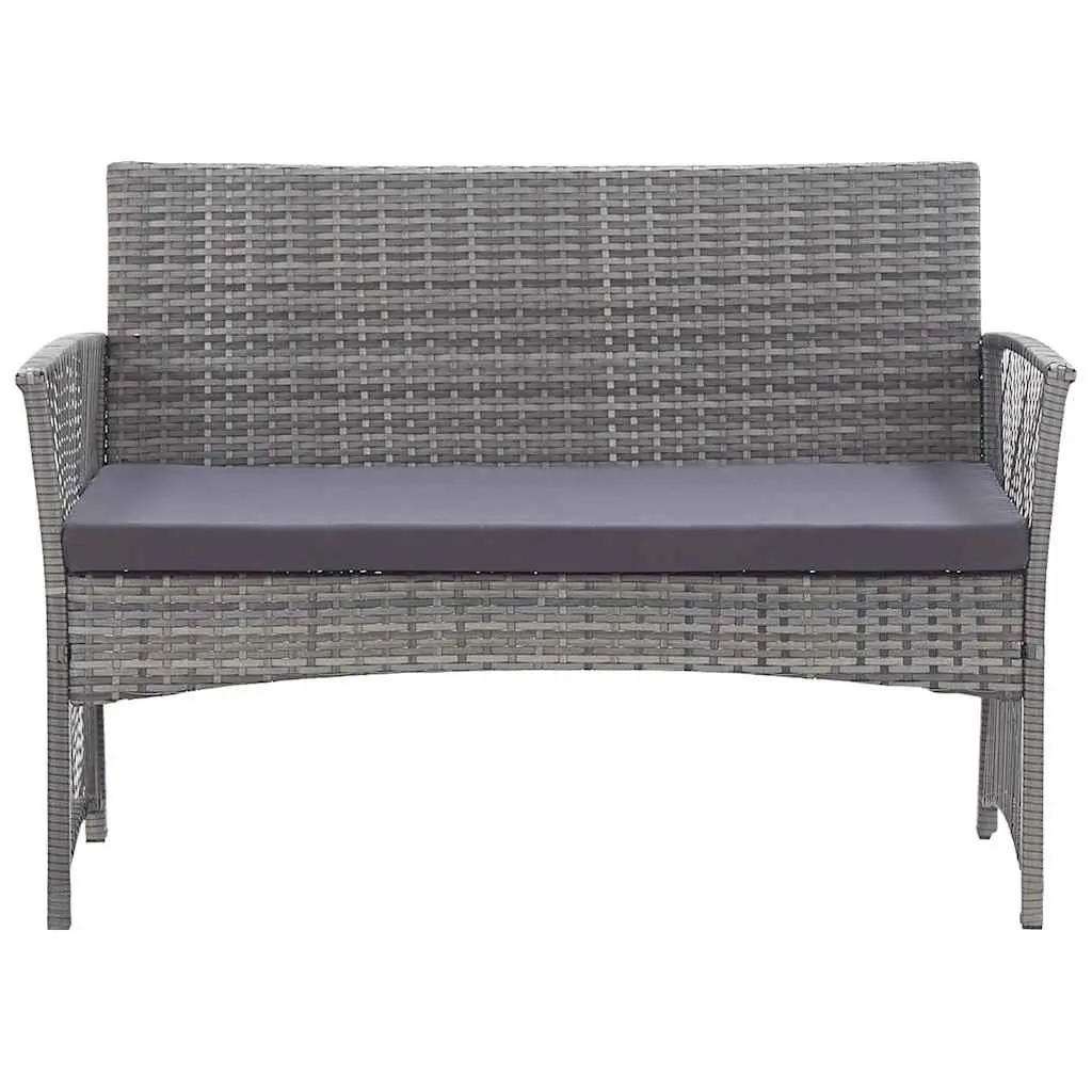 Garden Lounge Set Outdoor Furniture 4 Piece Rattan Patio Sofa Bench Chairs Table Anthracite