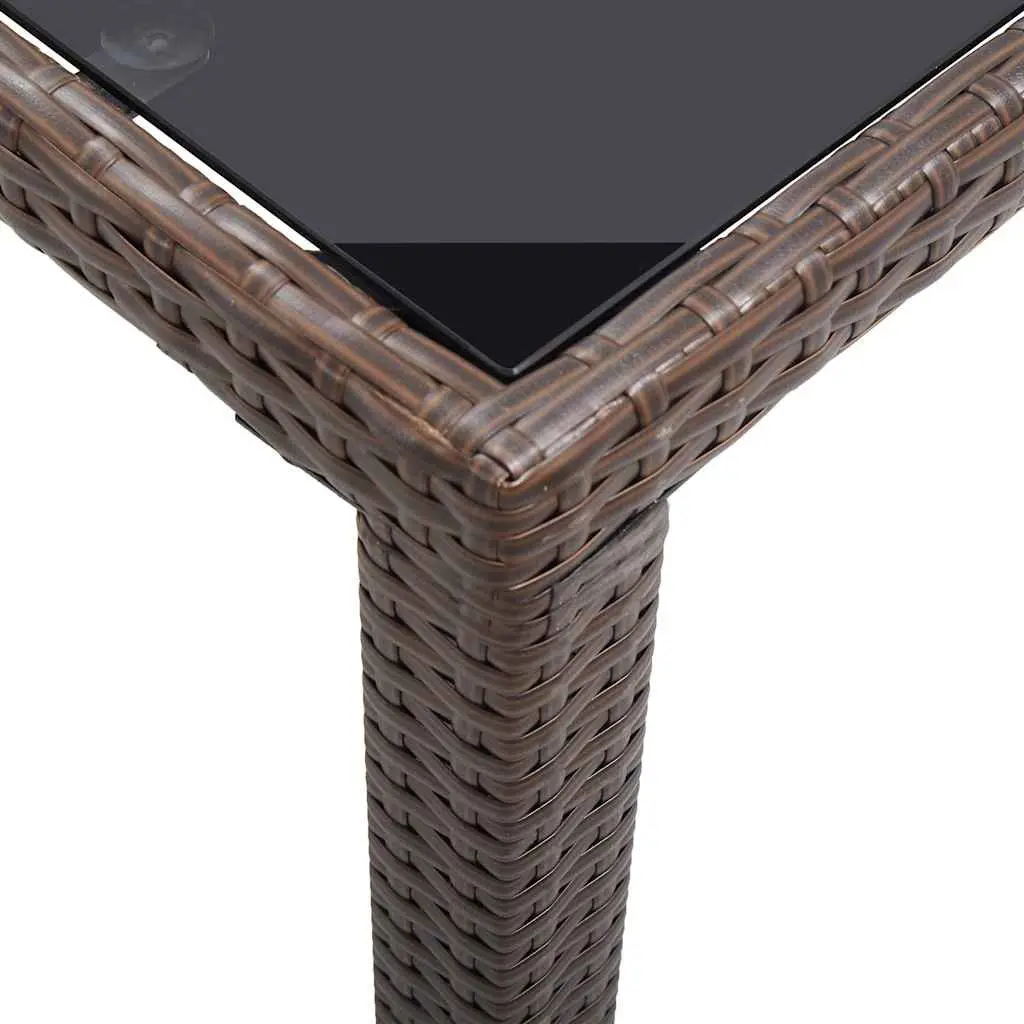 Brown Poly Rattan Dining Table for Outdoor Use